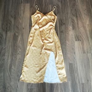 Golden yellow polka dot dress